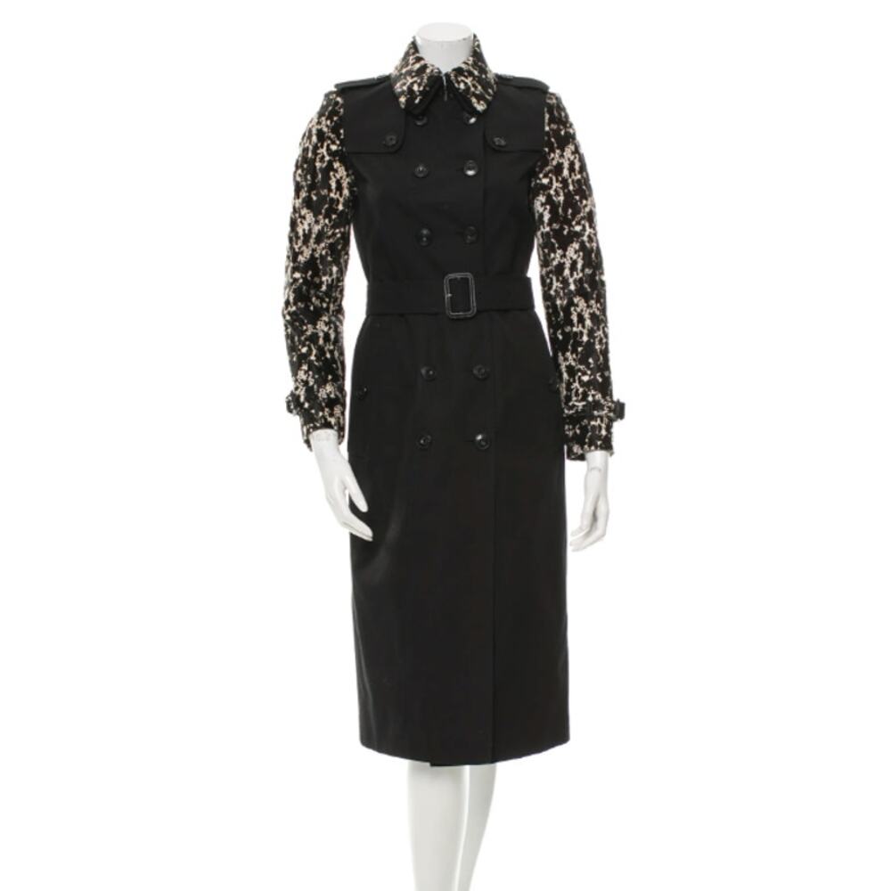 BURBERRY LONDON BLACK CALF HAIR TRENCH COAT JACKET 36 4
